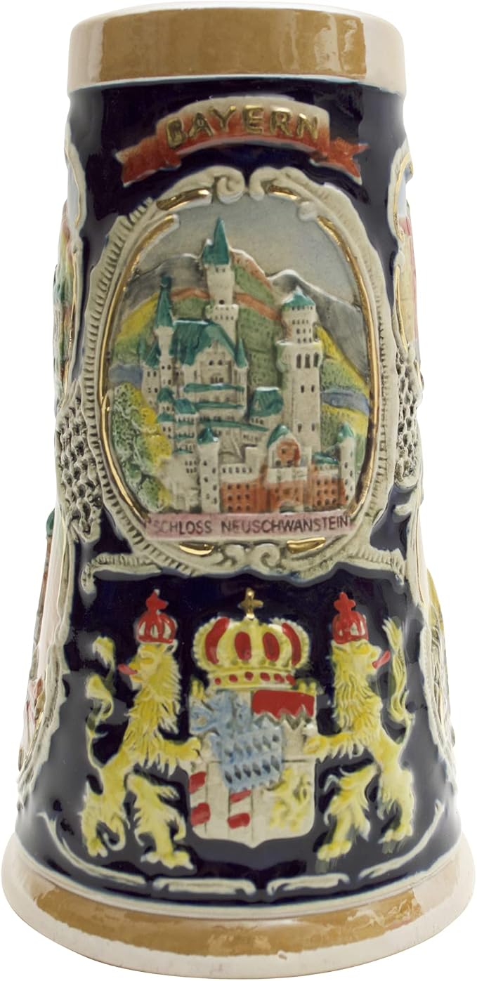 Подарки от Essence of Europe Gifts: немецкая пивная кружка объемом 1 литр - Neuschwanstein Village Scenes Beer Steins Mug - Jarra Cervecera Alemana Stein Beer Mug
