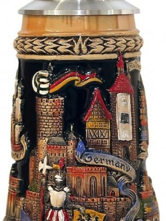 Немецкая пивная кружка Zöller & Born, Германия, 0,5 литра, жёлтая, с плёночной оловянной крышкой, пивная кружка ZO 1746/996