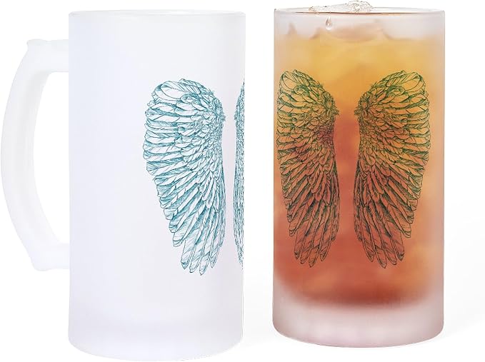 Пивная кружка CafePress Blue Angel Frosted Stein объемом 16 унций (473 мл) из матового стекла.