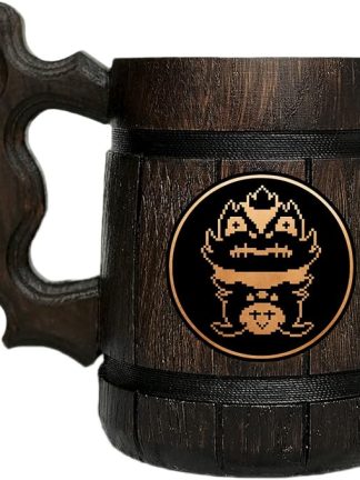 Деревянная кружка с изображением Фроггита из Undertale. Подарок для геймеров. Пивная кружка. Персонализированная деревянная пивная кружка. Подарок на заказ для него, подарок для мужа, подарки для мужчин # 503 / 0,6 л / 22 унции