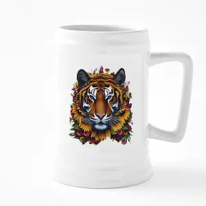 Керамическая пивная кружка CafePress «Подсолнух и тигр» объемом 25 унций.