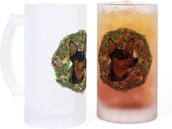Миниатюрная кружка CafePress Wreath с изображением пинчера, матовая, 473 мл.