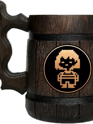Деревянная кружка с изображением Фриск из Undertale. Подарок для геймеров. Пивная кружка. Персонализированная деревянная пивная кружка. Подарок на заказ для него, подарок для мужа, подарки для мужчин # 515/0.6L / 22oz