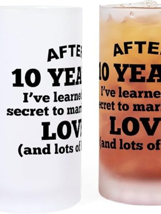 CafePress 10 Years Of Love And Beer Frosted Stein 16 oz Frosted Glass Beer Mug
