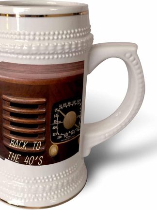 Кружка-бар 3dRose Retro Radio, 18 унций, 22 унции, белая.