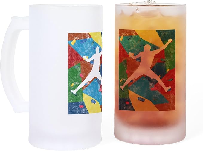 CafePress Boulder Vintage Wall Climbing Sports Frosted Stein 16 oz Frosted Glass Beer Mug
