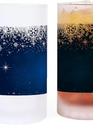 Декоративная синяя зимняя рождественская кружка CafePress с эффектом инея, 473 мл, матовое стекло для пива.
