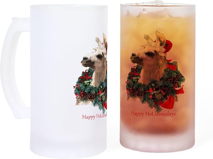 CafePress Happy Hollamadays Frosted Stein 16 oz Frosted Glass Beer Mug