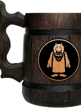 Деревянная кружка с изображением Ториэль из Undertale. Подарок для геймеров. Пивная кружка. Персонализированная деревянная пивная кружка. Подарок на заказ для него, подарок для мужа, подарки для мужчин # 513/0.6L / 22oz