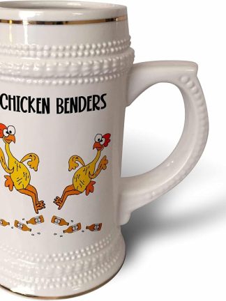 3dRose Милые забавные резиновые цыплята, пьющие пиво, игра слов с Chicken Benders - кружка объемом 22 унции (stn-383209-1)