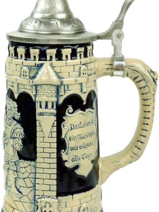 Сущность Европы Подарки 0,6 л | OktoberfestHaus German Stein With Lid Das Leben Ist Ein Wurfelspiel Wir Wurfeln All Tage (Жизнь — игра в кости, в которую мы играем каждый день) Masskrug Aleman и Jarra Stein
