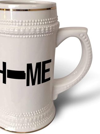 Кружка-барбекю 3dRose 22 унции — Home с буквой O, обозначающей штат Канзас. Белый фон. Stamp City — типографика.