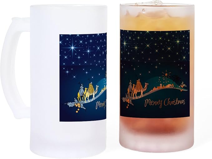 Кружка для пива CafePress Три мудреца из матового стекла, 473 мл.