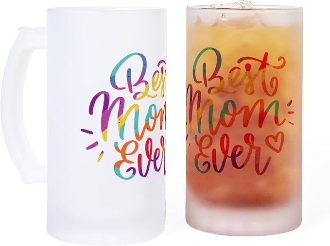 CafePress Лучшая мама на свете! Разноцветная матовая кружка для пива объемом 16 унций.