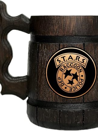 Пивная кружка S.T.A.R.S. Персонализированная деревянная пивная кружка. Кружка для геймера. Деревянная кружка STARS. Подарок для него. Подарок для геймера. Подарок для мужа, парня. #285/0.6L/22 унции