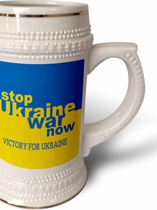 Кружка-барбекю 3dRose 22 унции - Флаг «Остановите войну на Украине сейчас» Победа за Украину 2 Путешествия – Украина
