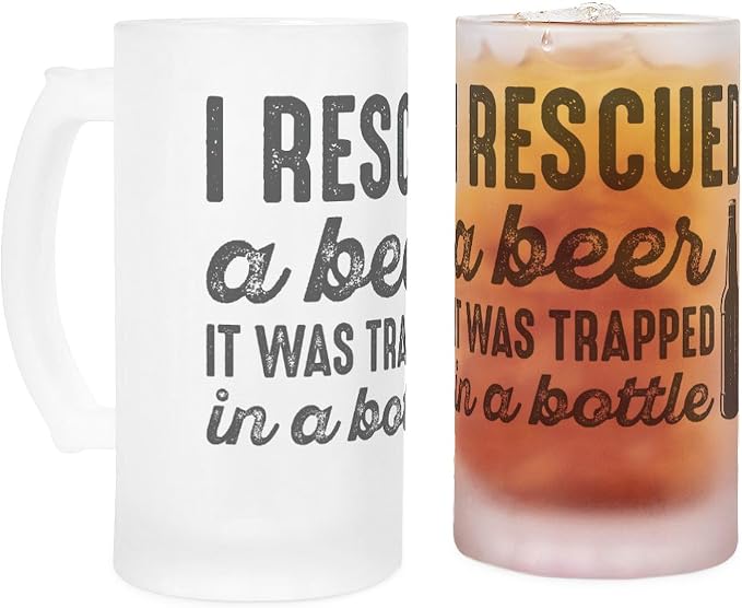 CafePress Rescuedtrappedbeer1a.Png Матовая кружка для пива 16 унций