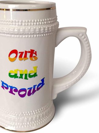 Кружка 3dRose с надписью Out And Proud (открыто и гордо заявляю о своей принадлежности к ЛГБТКИА+ сообществу) объемом 22 унции (stn-384318-1)