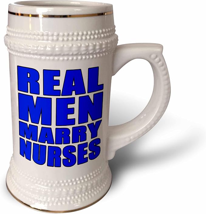 Кружка 3dRose Real Men Marry Nurses Blue, 18 унций, 22 унции, белая.