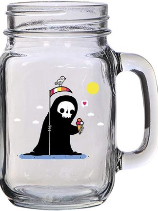 Кружка Randy Otter Happy Death Grim Reaper w/Ice Cream - 16 унций (473 мл) в стеклянной банке Mason Jar для пива, чая, свадьбы, помолвки, годовщины, девичника или молодоженов.