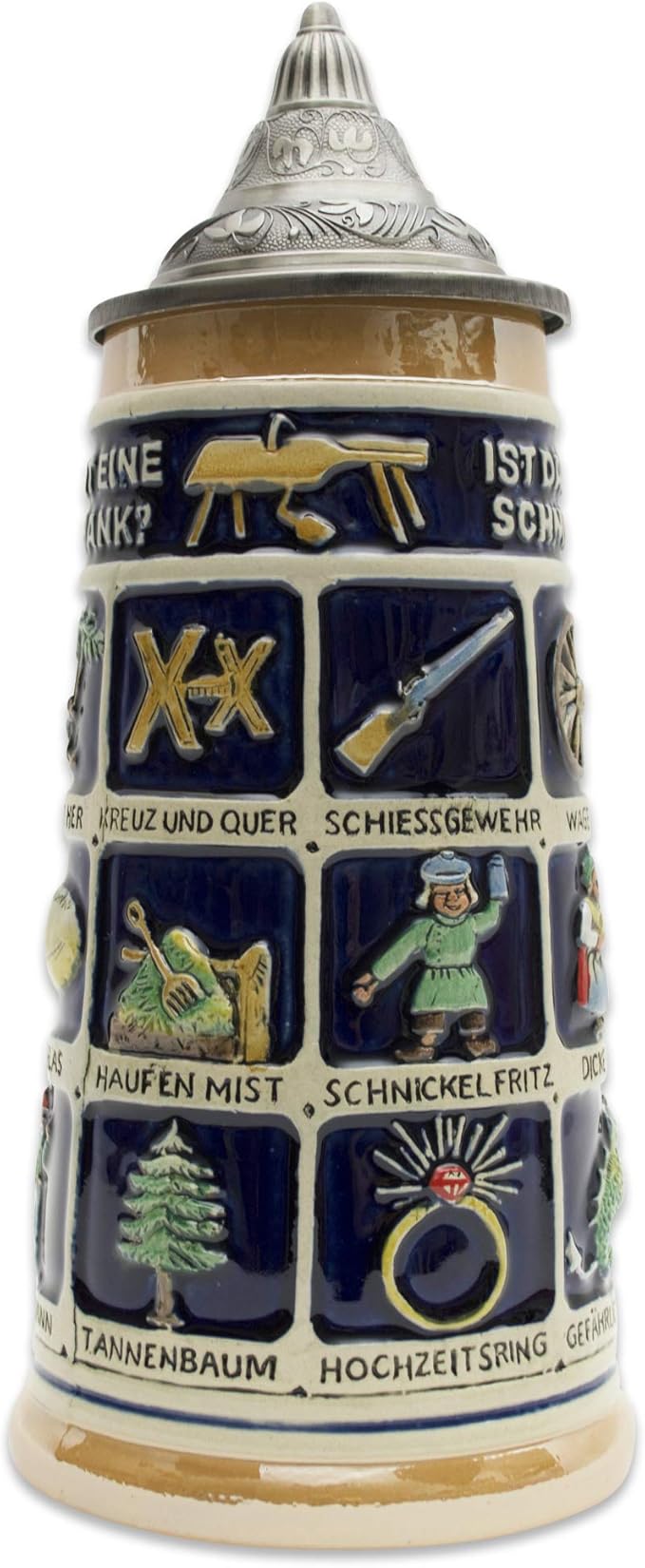 1 литр | OktoberfestHaus Немецкая пивная кружка Schnitzelbank с гравировкой песни и крышкой. Немецкие подарки для мужчин. Коллекционные пивные кружки и немецкие пивные кружки — идея подарка для любителя пива.