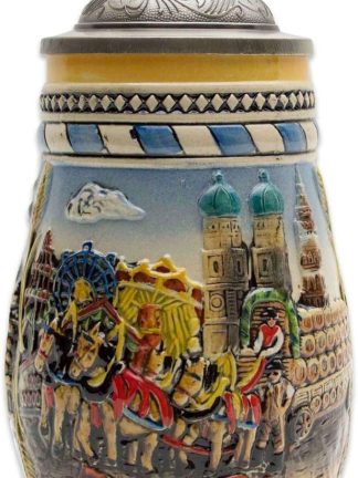 0,75 литра | Пивная кружка OktoberfestHaus с крышкой, украшенная гравировкой с изображением Мюнхена (Мюнхен), подарки для любителей пива, сувениры и пивные кружки Oktoberfest