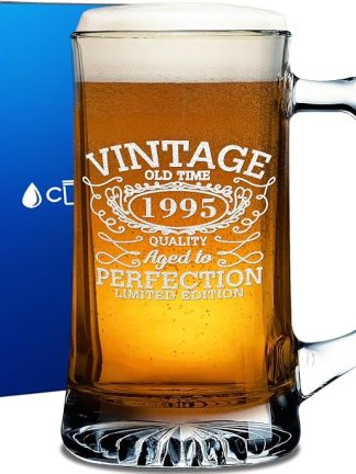Кружка для пива Cuptify 30th Birthday Vintage 30 Years Old Time 1995, качественная гравировка, 740 мл, забавный подарок для мужчин и женщин.
