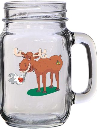 Кружка Hat Shark Pot Smoking Pals Happy Moose Stoner Joint - 16 унций (473 мл) в стеклянной банке Mason Jar для пива, чая, свадьбы, помолвки, годовщины, девичника или молодоженов.