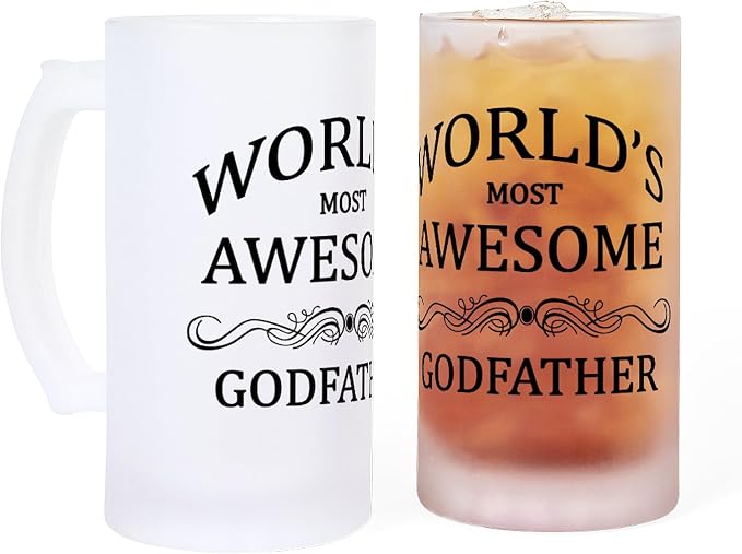 Кружка для пива CafePress Godfather Frosted Stein объемом 16 унций (473 мл) из матового стекла.