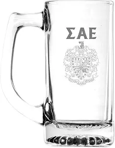 Кружка Greekgear Sigma Alpha Epsilon из стекла с гравировкой, объемом 25 унций.