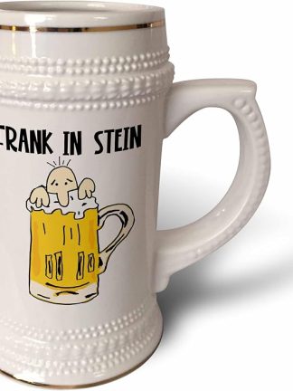 3dRose Милый забавный человечек по имени Фрэнк в пивной кружке. Игра слов с Frank in Stein - кружка-барашек объемом 22 унции (stn-383210-1)