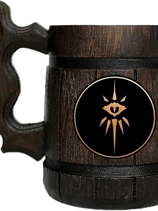 Пивная кружка для чернокнижника из D&D. Деревянная кружка для D&D. Деревянная пивная кружка. Персонализированный подарок для него. Пивная кружка на заказ. Подарок для геймера D&D. Подарок для мужа, парня. #336 /0,6 л/22 унции