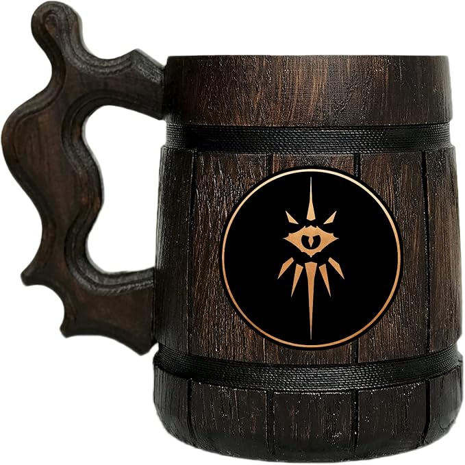 Пивная кружка для чернокнижника из D&D. Деревянная кружка для D&D. Деревянная пивная кружка. Персонализированный подарок для него. Пивная кружка на заказ. Подарок для геймера D&D. Подарок для мужа, парня. #336 /0,6 л/22 унции