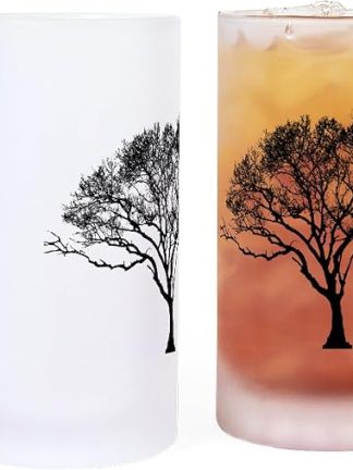 Пивная кружка CafePress Black Tree Frosted Stein объемом 16 унций (473 мл) из матового стекла.