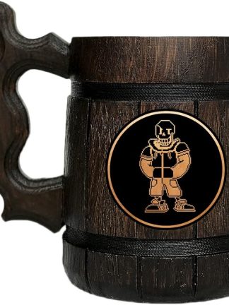 Кружка Undertale Papyrus. Подарок для геймеров. Деревянная кружка. Пивная кружка. Персонализированная деревянная пивная кружка. Кружки по мотивам видеоигр. Подарок на заказ для него, подарок для мужа, подарки для мужчин #487/0.6L/22oz