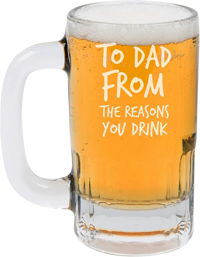 Пивная кружка объемом 355 мл (12 унций) для папы от The Reasons You Drink. Забавный подарок для папы на День отца и для новоиспеченного папы.