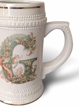 Кружка-барбекю 3dRose Fancy Floral Flourish Monogram Initial G - 22oz (stn-382468-1)