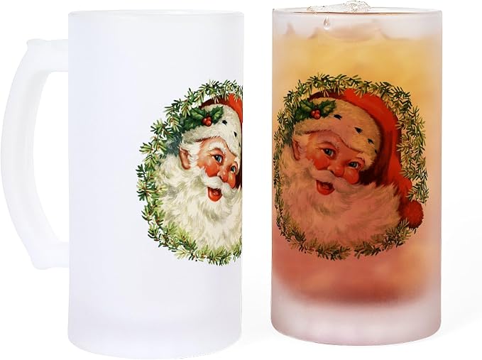 Кружка для пива CafePress Vintage Santa Frosted Stein объемом 16 унций (473 мл) из матового стекла.