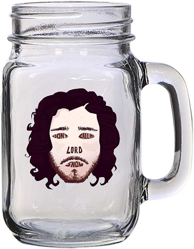 Hat Shark Don't Call Me Lord Snow Bastard King Fantasy Television Parody - 16 oz Mason Jar Glass Mug for Beer Tea Wedding, Engagement Anniversary Bridal Party for Newlyweds