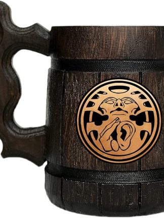 Кружка Planescape Society of Sensation. Подарок для геймеров. Деревянная кружка. Пивная кружка. Персонализированная деревянная пивная кружка. Кружки с изображением видеоигр. Подарок на заказ для него, подарок для мужа, подарки для мужчин #461/0.6L/22oz