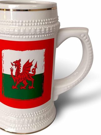 3dRose Y Ddraig Goch The Red Dragon Grunge Welsh Flag — кружка Stein на 22 унции (stn-385243-1)