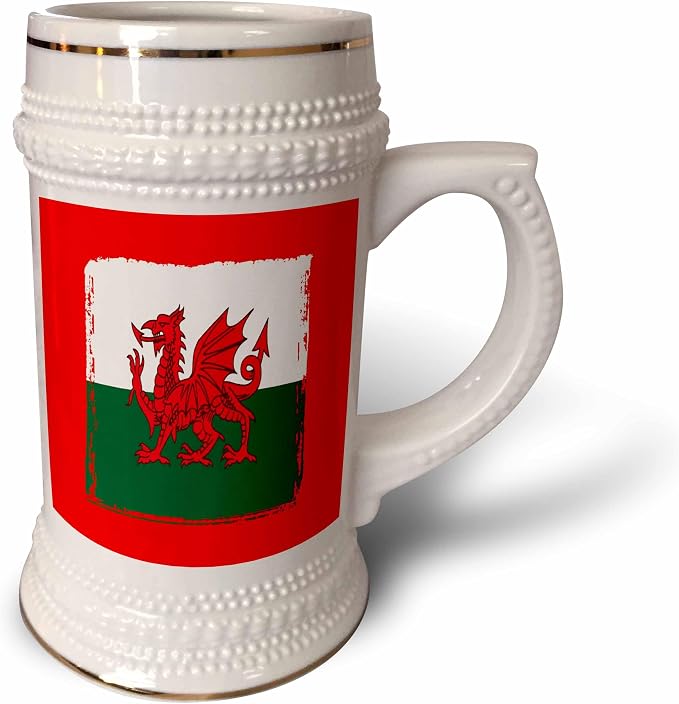 3dRose Y Ddraig Goch The Red Dragon Grunge Welsh Flag — кружка Stein на 22 унции (stn-385243-1)