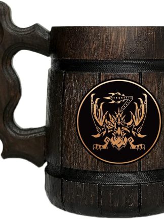 Деревянная пивная кружка MHW Scarred Yian Garuga. Персонализированная пивная кружка MHW. Кружка для геймера. Подарок для него. Деревянная пивная кружка в подарок геймеру. Подарок для мужа #640/0.6L/22ounces