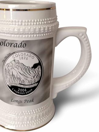 Кружка 3dRose State Quarter Colorado, 18 унций, 22 унции, белая.