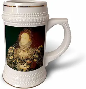 Кружка 3dRose Queen Elizabeth I от Николаса Хиллиарда, объемом 18 унций (527 мл), 22 унции (547 мл), белая.