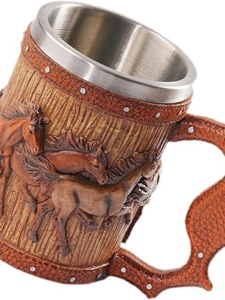 Большая пивная кружка Viking из смолы с винтажным дизайном в виде бочки. Креативная и практичная кружка для напитков для домашнего бара и отдыха на природе.