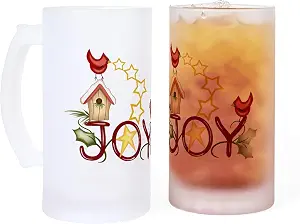 CafePress CARDINAL WITH STARS Матовая кружка для пива объемом 16 унций