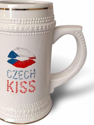 Кружка объемом 22 унции (550 мл) с изображением женских губ и флага Чехии. Патриотический подарок «Чешский поцелуй» от Alexis Design — великолепный патриотический поцелуй.
