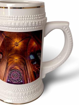 Кружка-барбекю 3dRose объемом 22 унции — витраж Interior Arches Gothic, Нотр-Дам, Париж, Франция. Религия.