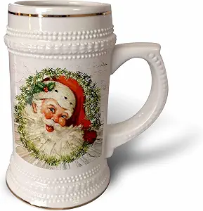 Кружка 3dRose Vintage Santa Grunge, 18 унций, 22 унции, белая.
